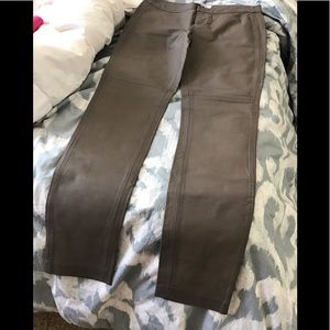 BB Dakota Taupe Gray Leather Pants 8